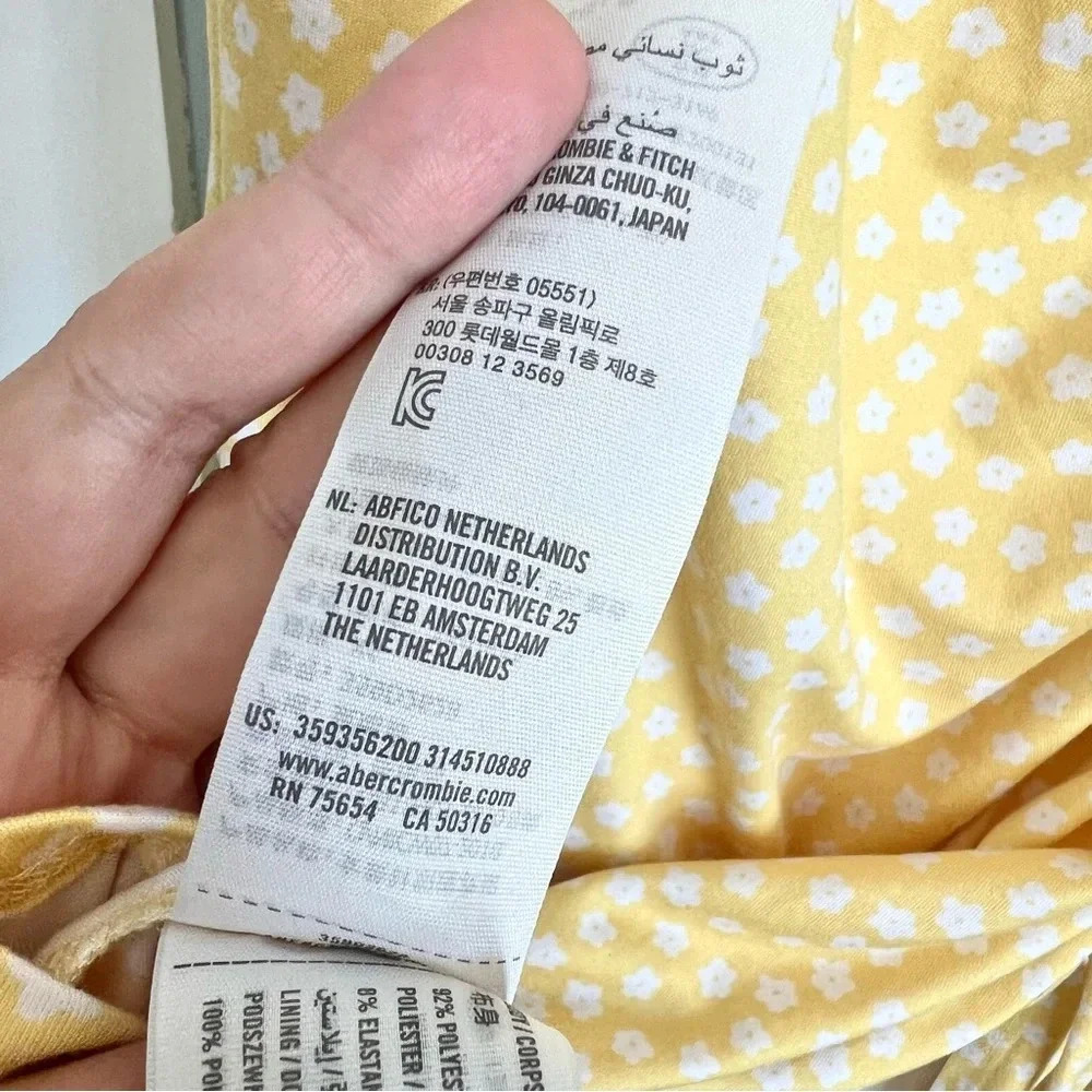 Hollister Yellow Cinched Floral Side Slit Midi Sun Dress Summer Spring Size XS - Picture 14 of 15